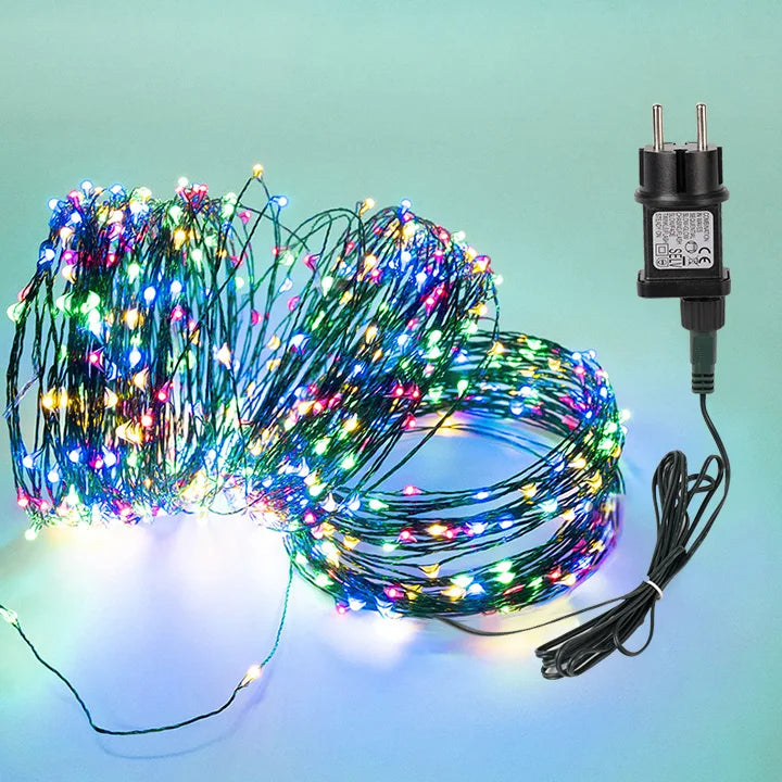 LED Green Wire Fairy Lights String Warm White Garland for Outdoor Home Christmas Tree Decoration Wedding Party Garden Lighting