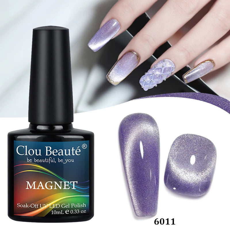 Clou Beaute Red Green Crystal Cat Eye Magnetic Gel Nail Polish 9D Galaxy Effect Holographic Reflective UV LED Varnish Nail Art
