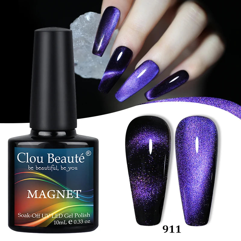Clou Beaute Red Green Crystal Cat Eye Magnetic Gel Nail Polish 9D Galaxy Effect Holographic Reflective UV LED Varnish Nail Art