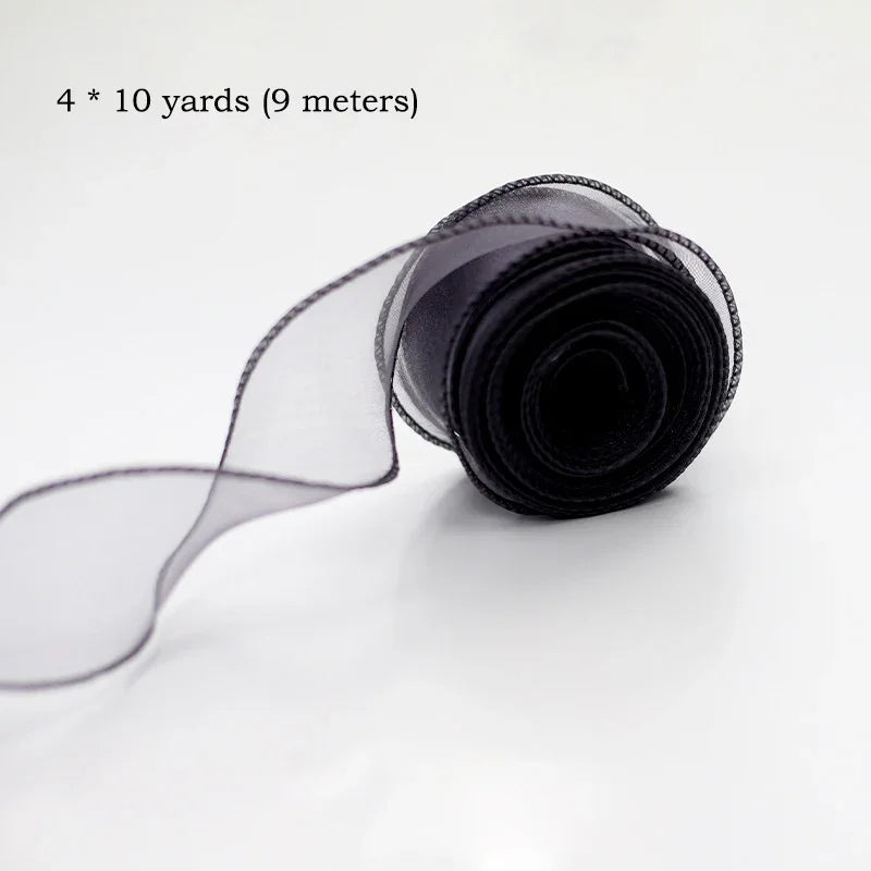 10 size/roll ribbon yarn satin for DIY handicraft gift wrapping decoration wedding bouquet wreath sewing supplies