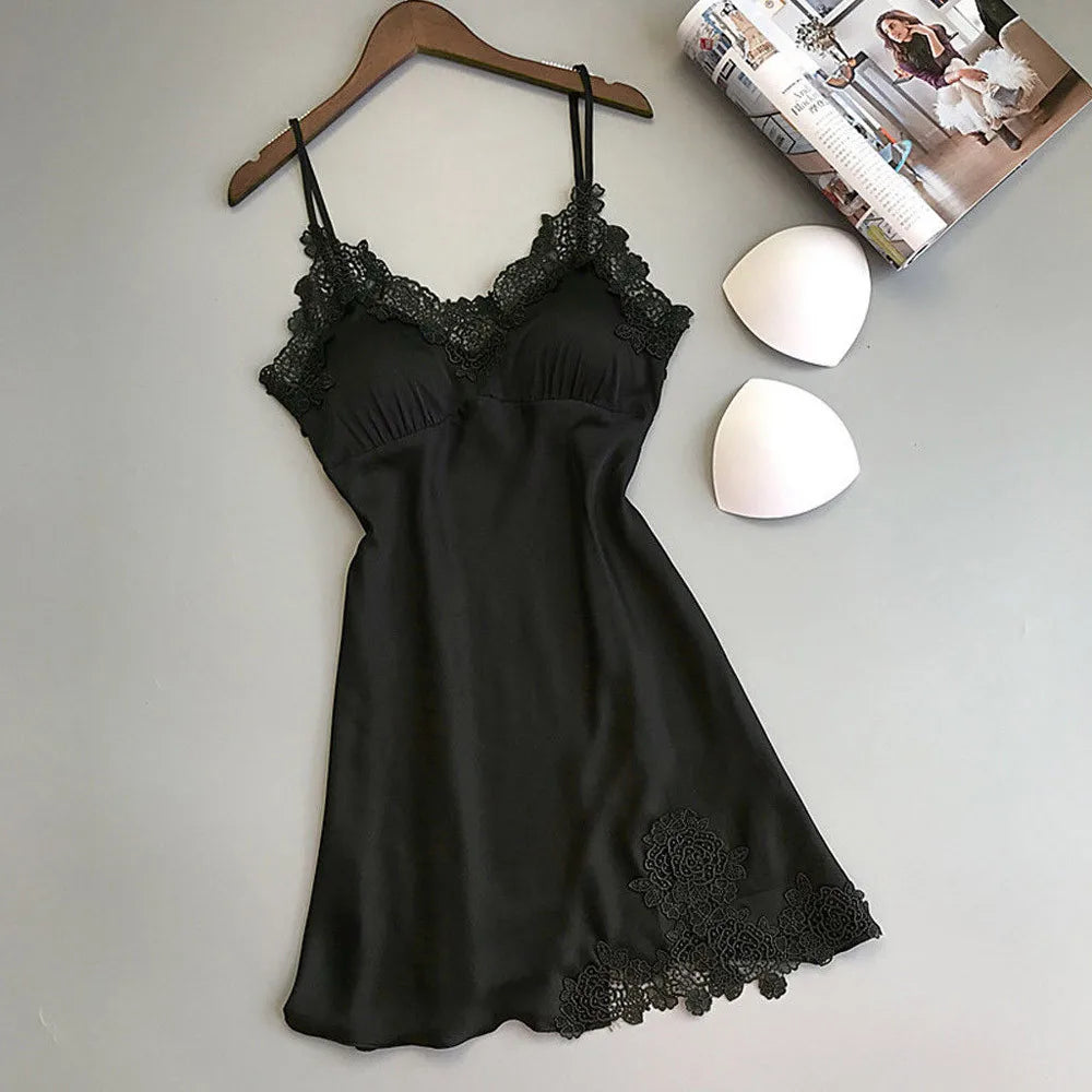 Sexy Lingerie Push up Underwear Lace Dress Robe Women Sleepwear Nightwear Pad Lingerie Sexy Garter Slip L