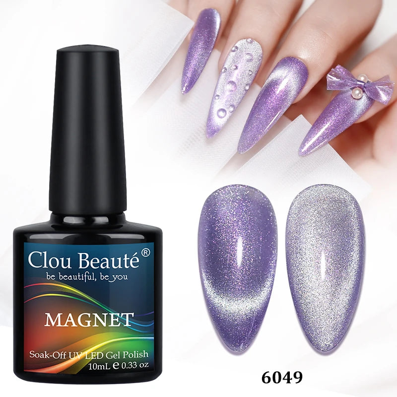 Clou Beaute Red Green Crystal Cat Eye Magnetic Gel Nail Polish 9D Galaxy Effect Holographic Reflective UV LED Varnish Nail Art