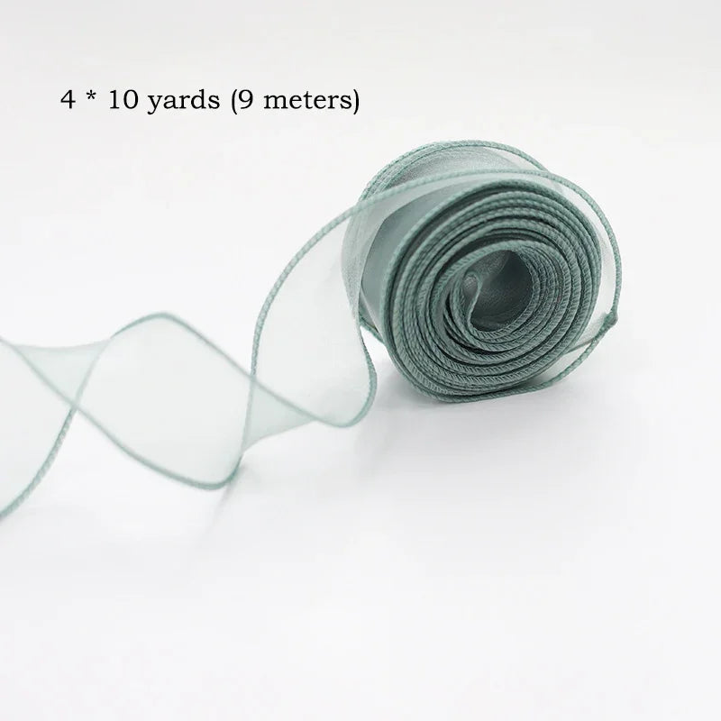 10 size/roll ribbon yarn satin for DIY handicraft gift wrapping decoration wedding bouquet wreath sewing supplies