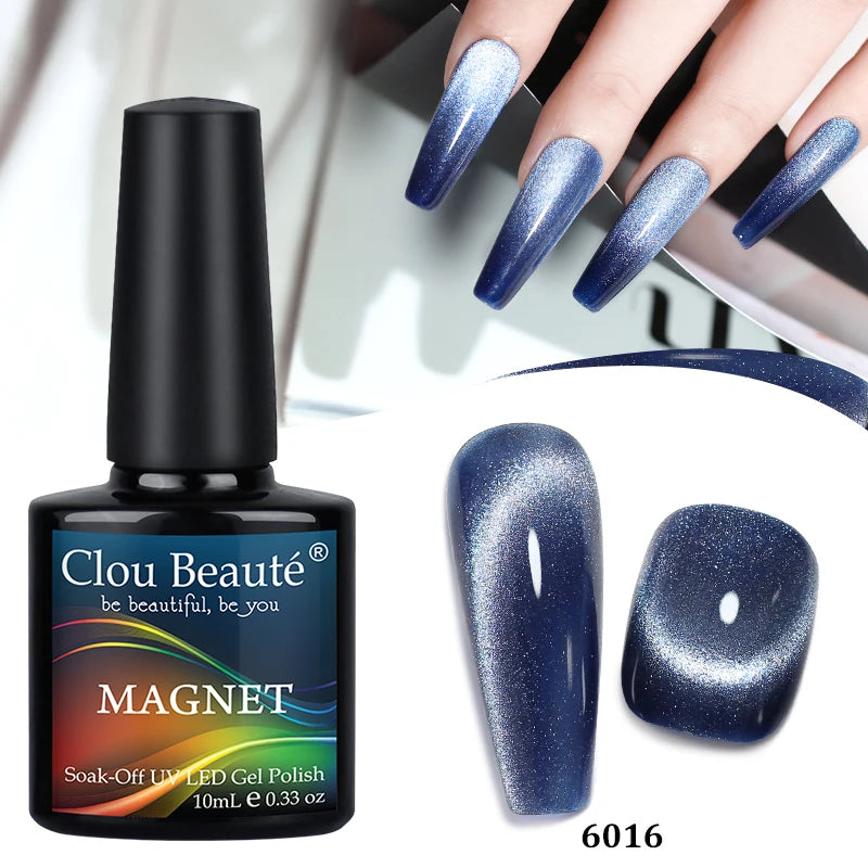 Clou Beaute Red Green Crystal Cat Eye Magnetic Gel Nail Polish 9D Galaxy Effect Holographic Reflective UV LED Varnish Nail Art