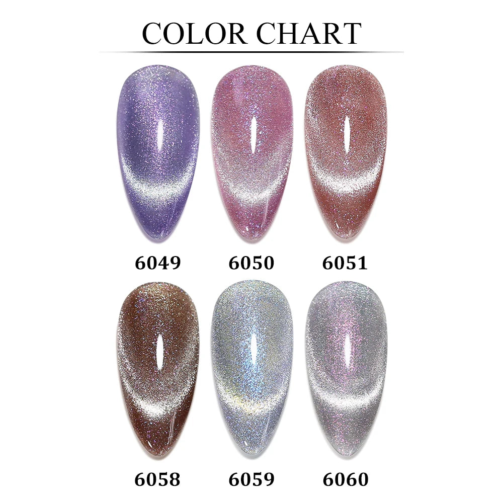 Clou Beaute Red Green Crystal Cat Eye Magnetic Gel Nail Polish 9D Galaxy Effect Holographic Reflective UV LED Varnish Nail Art