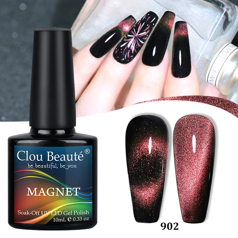 Clou Beaute Red Green Crystal Cat Eye Magnetic Gel Nail Polish 9D Galaxy Effect Holographic Reflective UV LED Varnish Nail Art