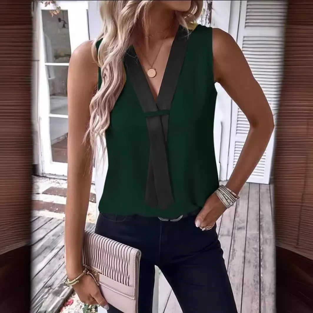 Solid Casual Loose Sleeveless Blouses For Women Fashion Summer Women's Oversized Shirts And Blouses Elegant Youth Female Tops