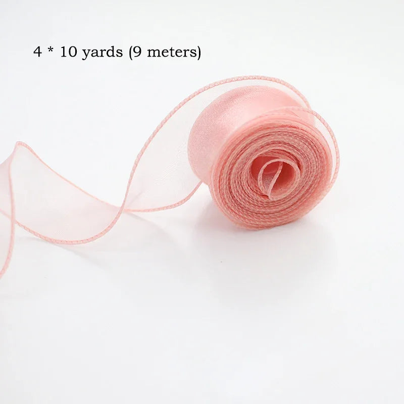 10 size/roll ribbon yarn satin for DIY handicraft gift wrapping decoration wedding bouquet wreath sewing supplies