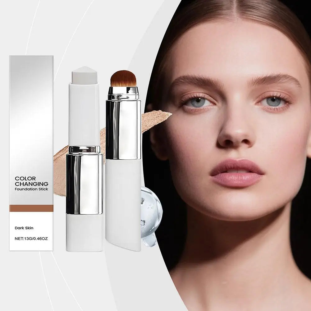 2-in-1 Color Changing Foundation Stick Lightweight Moisturizing Brightening Color Changing Foundation Makeup Base Cosmetics