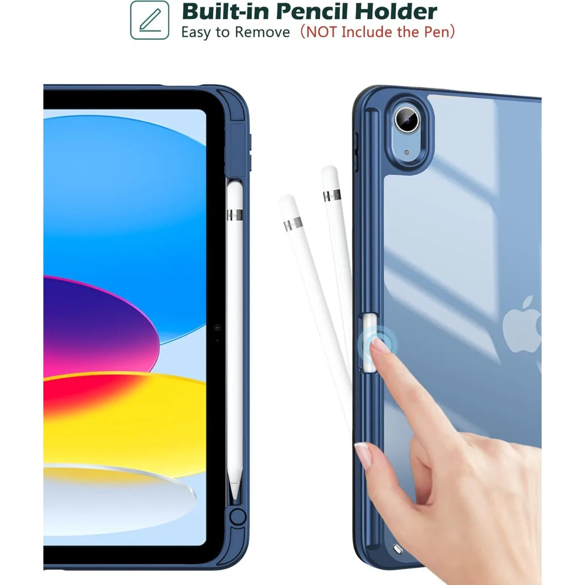 for iPad (A16) 11th Generation 11 Inch 2025/10th Generation 10.9 Inch 2022 Case  Pencil Holder,Hybrid iPad 11 10 Case with Clear