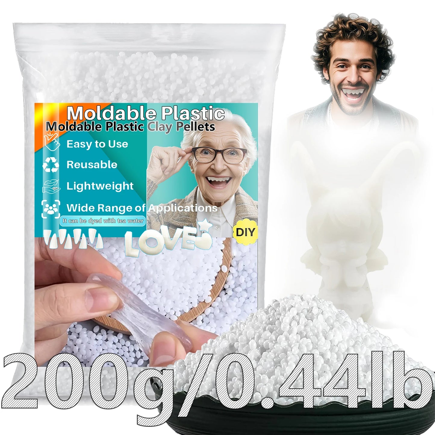 Moldable Plasti - party temporary teeth decoration, thermoplastic bead multi shaped plastic melt reusable hot bead crafts, DIY r