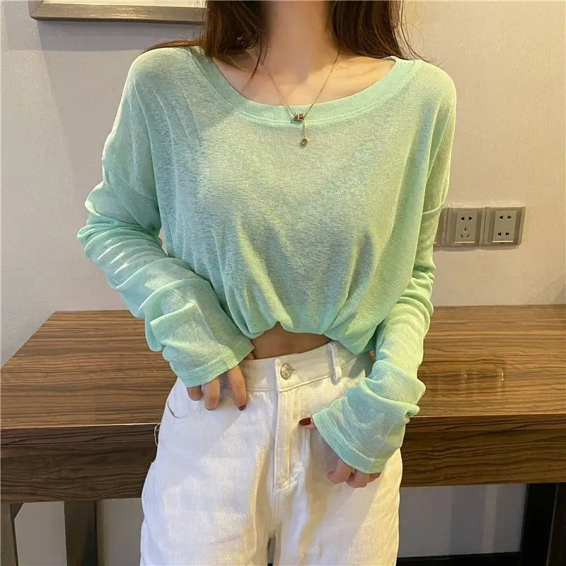 Breathable M-4XL T-shirts Women Loose Thin Summer Sun-proof Chic Ulzzang Leisure Korean Fashion Clothing O-neck Tops Harajuku