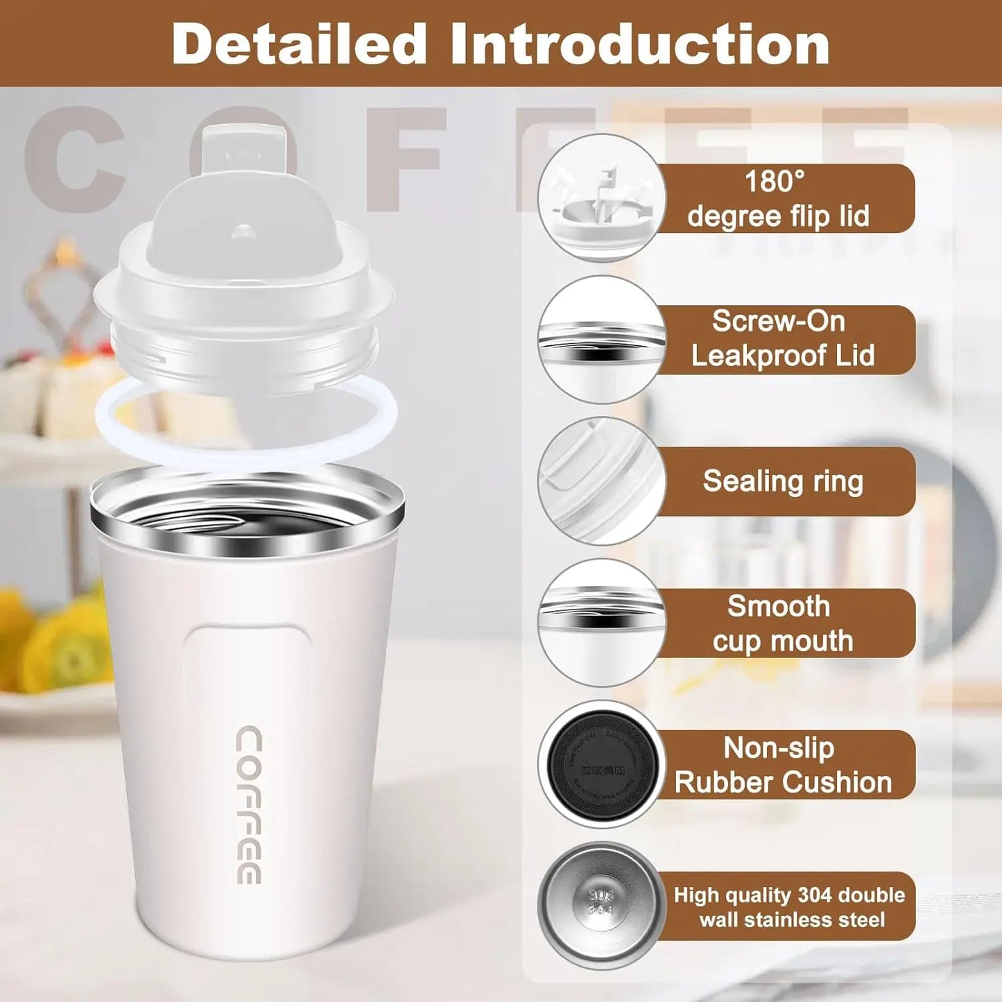 Insulated Coffee Mug Smart Temperature Display Coffee Cup Stainless Steel Thermos Cup Travel Water Bottle Car Office Water Cups