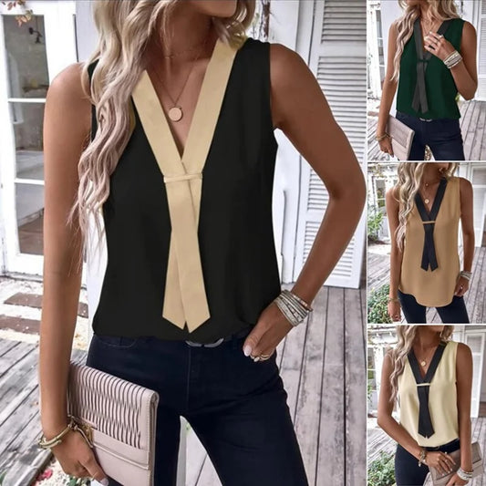 Solid Casual Loose Sleeveless Blouses For Women Fashion Summer Women's Oversized Shirts And Blouses Elegant Youth Female Tops