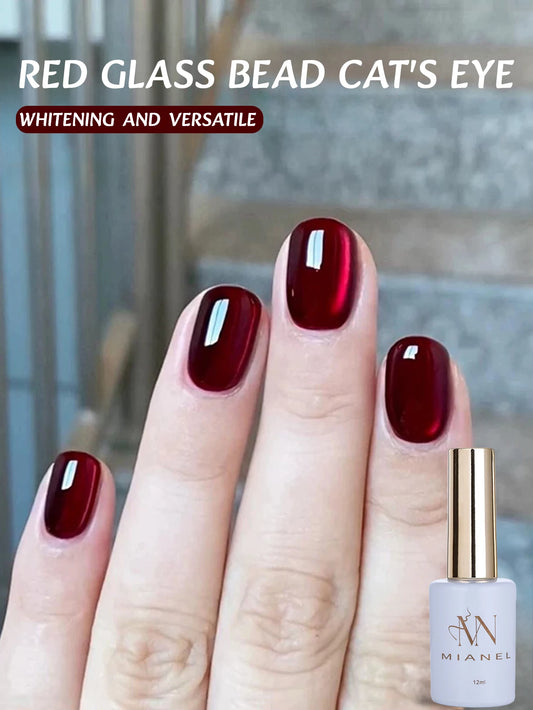 MIANEL 12ML 1-21PCS Red Ocean Cat Eye Gel Nail Polish 2025 Flash Glass Beads Cat Magnetic Gel Red Nails Blue Nails Summer Nails