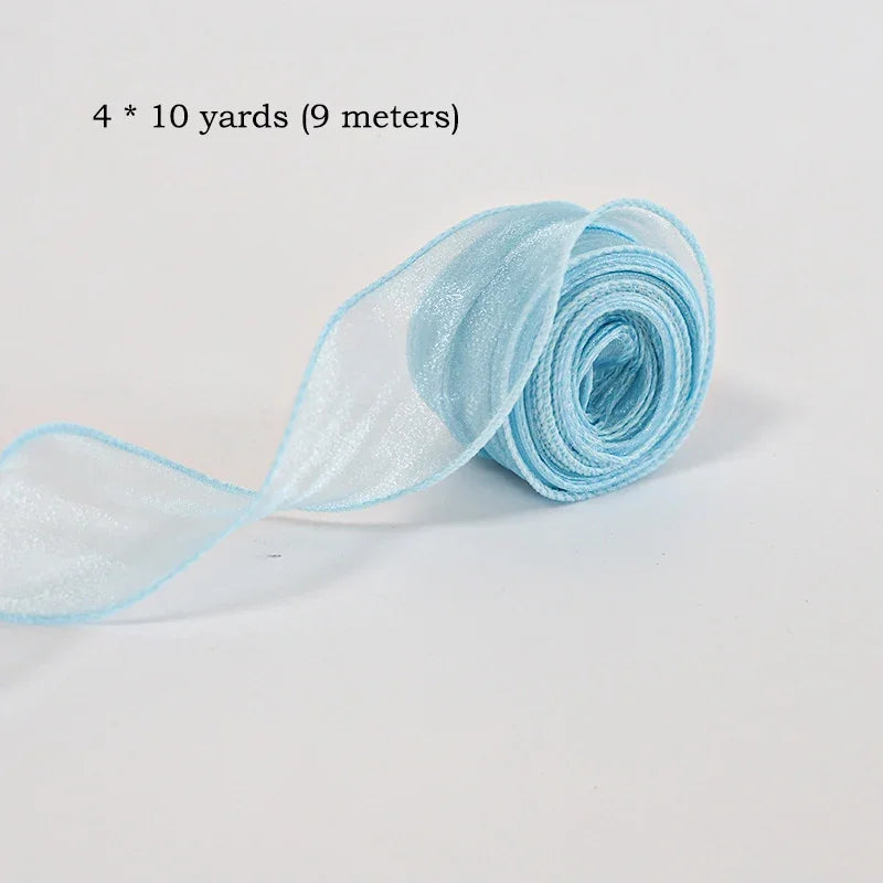 10 size/roll ribbon yarn satin for DIY handicraft gift wrapping decoration wedding bouquet wreath sewing supplies