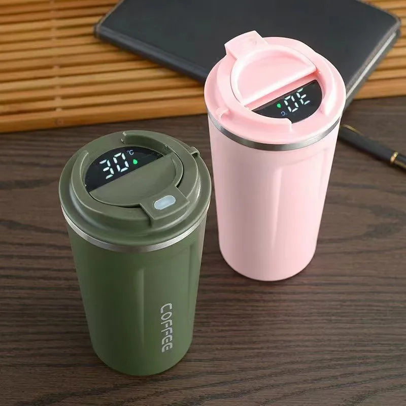 Insulated Coffee Mug Smart Temperature Display Coffee Cup Stainless Steel Thermos Cup Travel Water Bottle Car Office Water Cups