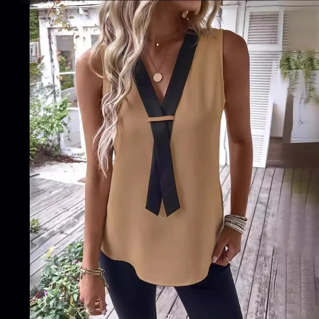 Solid Casual Loose Sleeveless Blouses For Women Fashion Summer Women's Oversized Shirts And Blouses Elegant Youth Female Tops