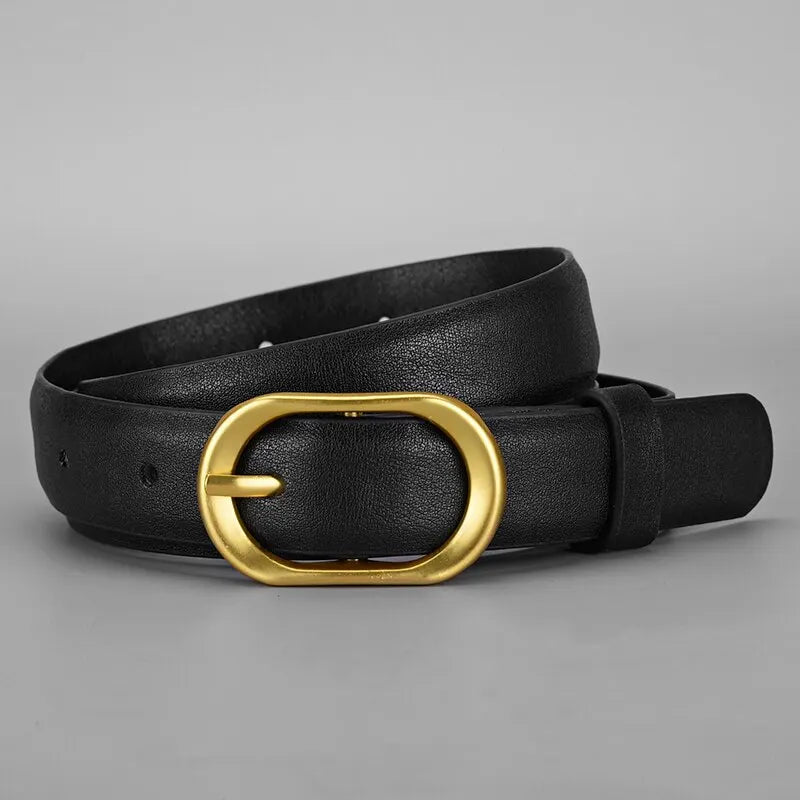 New Women's Belt Trend Golden Buckle Belt Personalized Decoration Paired with Long Pants Jeans Belt Soft Cheap Belt Youth Belt