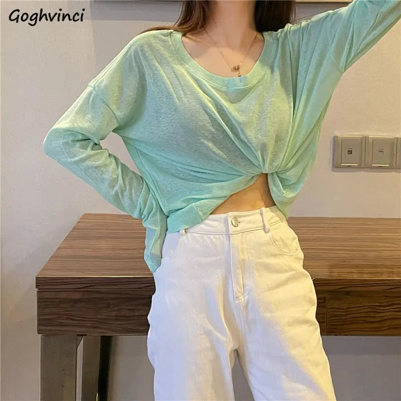 Breathable M-4XL T-shirts Women Loose Thin Summer Sun-proof Chic Ulzzang Leisure Korean Fashion Clothing O-neck Tops Harajuku