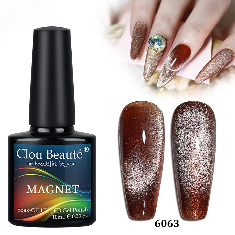Clou Beaute Red Green Crystal Cat Eye Magnetic Gel Nail Polish 9D Galaxy Effect Holographic Reflective UV LED Varnish Nail Art