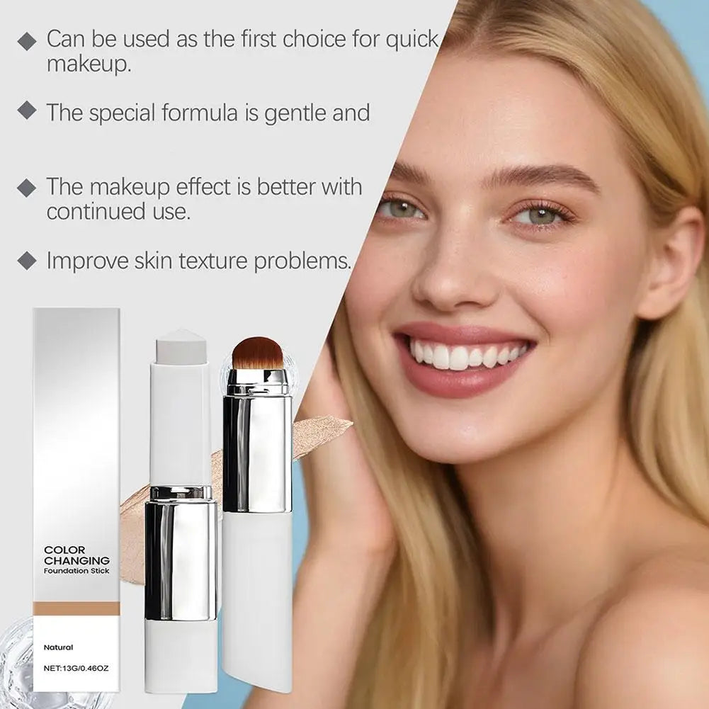 2-in-1 Color Changing Foundation Stick Lightweight Moisturizing Brightening Color Changing Foundation Makeup Base Cosmetics