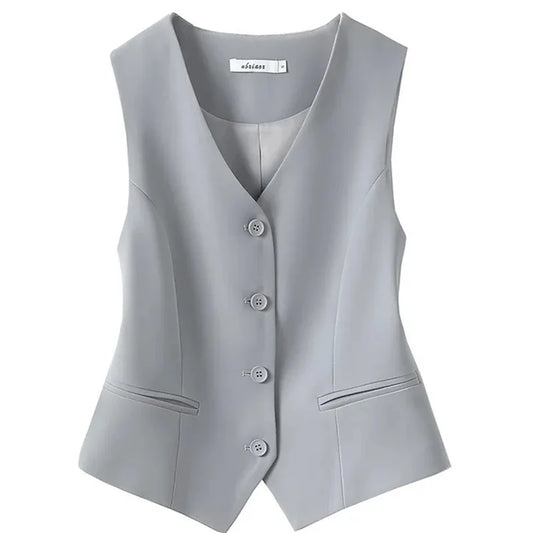 Women's Vest Suit and Vest 2025 Spring Autumn New Slim Fit Outfit Layup for Women's Kam Shoulder Short Sleeveless Blazer Summer