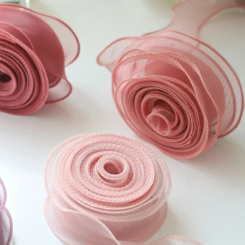 10 size/roll ribbon yarn satin for DIY handicraft gift wrapping decoration wedding bouquet wreath sewing supplies