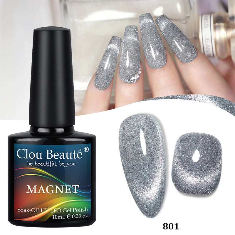 Clou Beaute Red Green Crystal Cat Eye Magnetic Gel Nail Polish 9D Galaxy Effect Holographic Reflective UV LED Varnish Nail Art