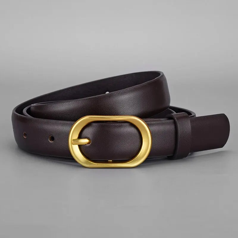 New Women's Belt Trend Golden Buckle Belt Personalized Decoration Paired with Long Pants Jeans Belt Soft Cheap Belt Youth Belt