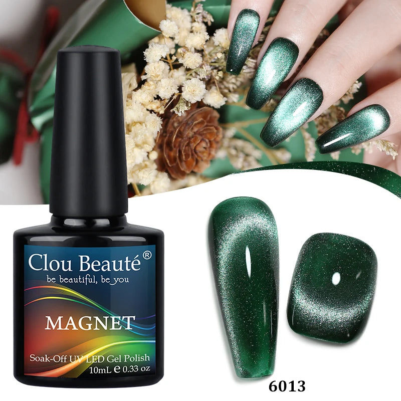 Clou Beaute Red Green Crystal Cat Eye Magnetic Gel Nail Polish 9D Galaxy Effect Holographic Reflective UV LED Varnish Nail Art