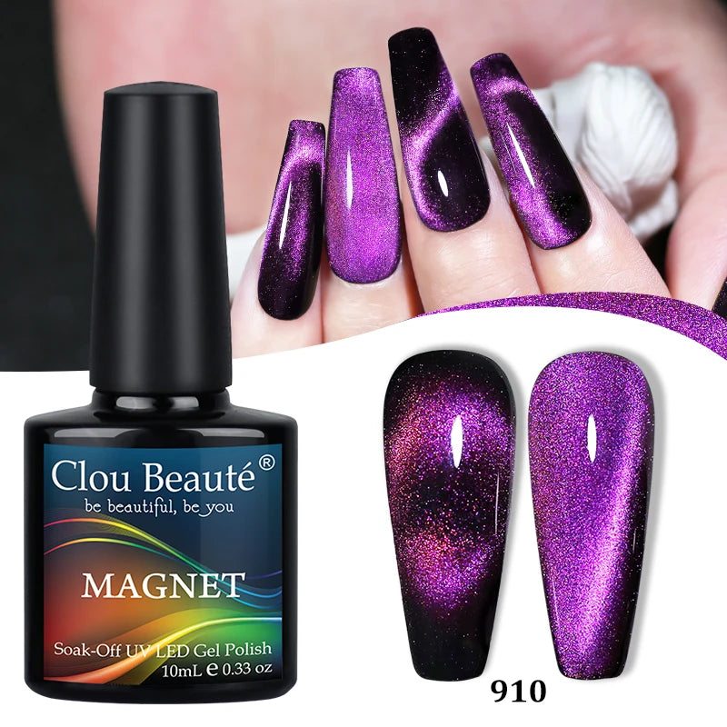 Clou Beaute Red Green Crystal Cat Eye Magnetic Gel Nail Polish 9D Galaxy Effect Holographic Reflective UV LED Varnish Nail Art
