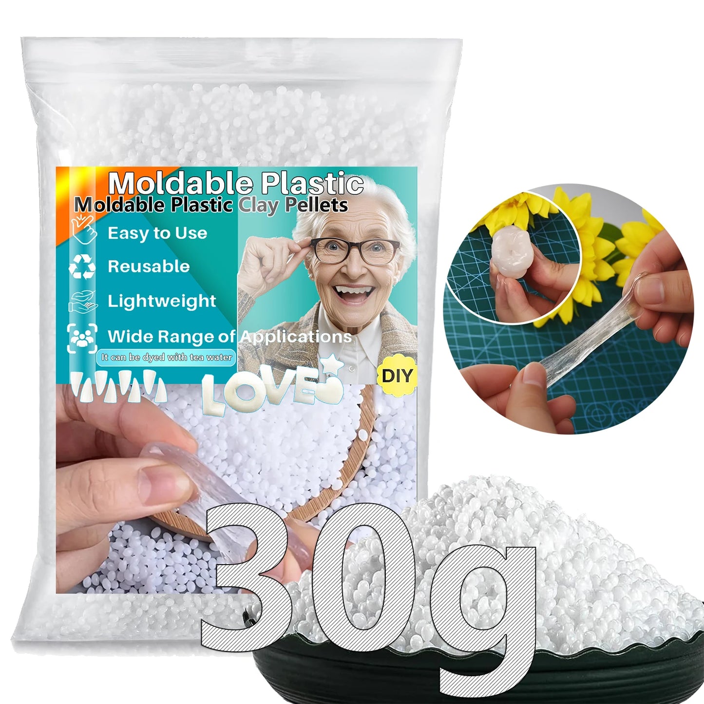 Moldable Plasti - party temporary teeth decoration, thermoplastic bead multi shaped plastic melt reusable hot bead crafts, DIY r