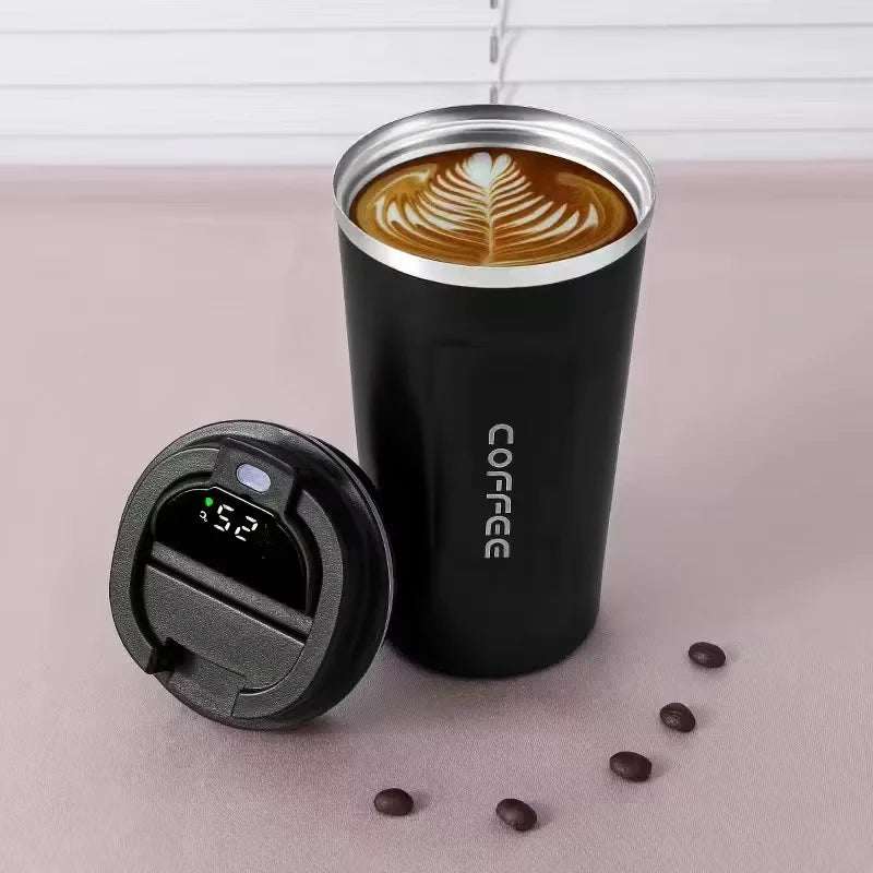 Insulated Coffee Mug Smart Temperature Display Coffee Cup Stainless Steel Thermos Cup Travel Water Bottle Car Office Water Cups