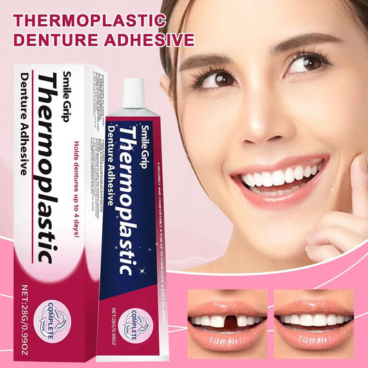 Thermoplastic Denture Adhesive 28g Denture Grip Adhesive Long-Lasting Soft Reliner Tooth Glue for Daily Women Men Adults