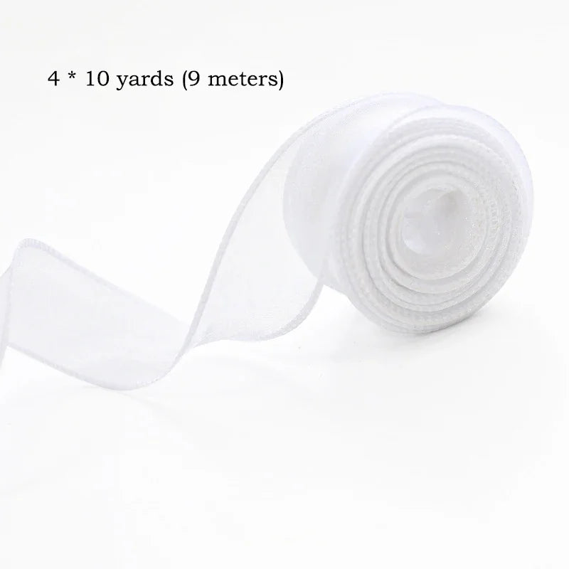 10 size/roll ribbon yarn satin for DIY handicraft gift wrapping decoration wedding bouquet wreath sewing supplies