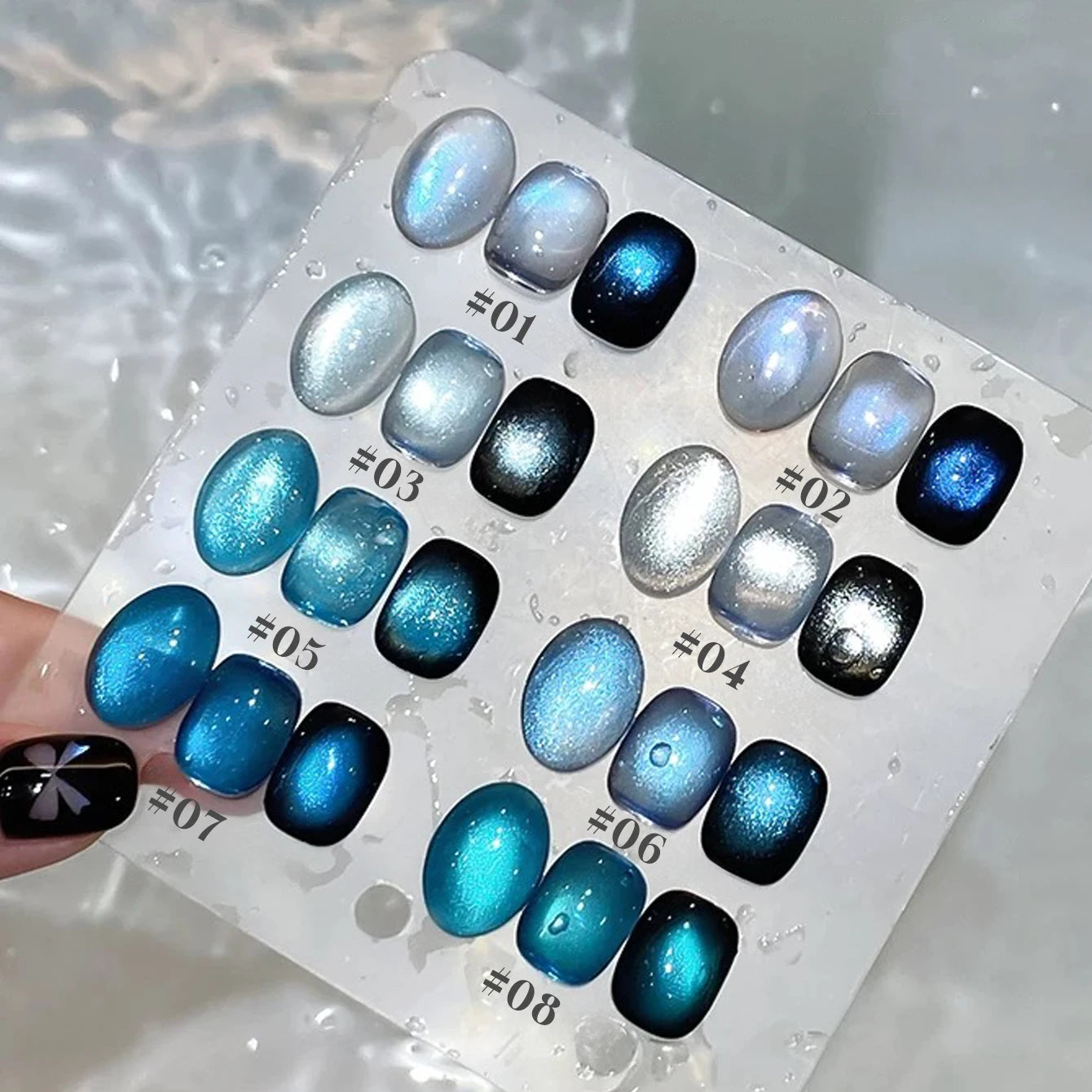 MIANEL 12ML 1-12pcs Blue Nails Glass Bead Cat Eye Gel Nail Polish Whitening Popular Summer Nails Crystal Nail Polish Green Nails