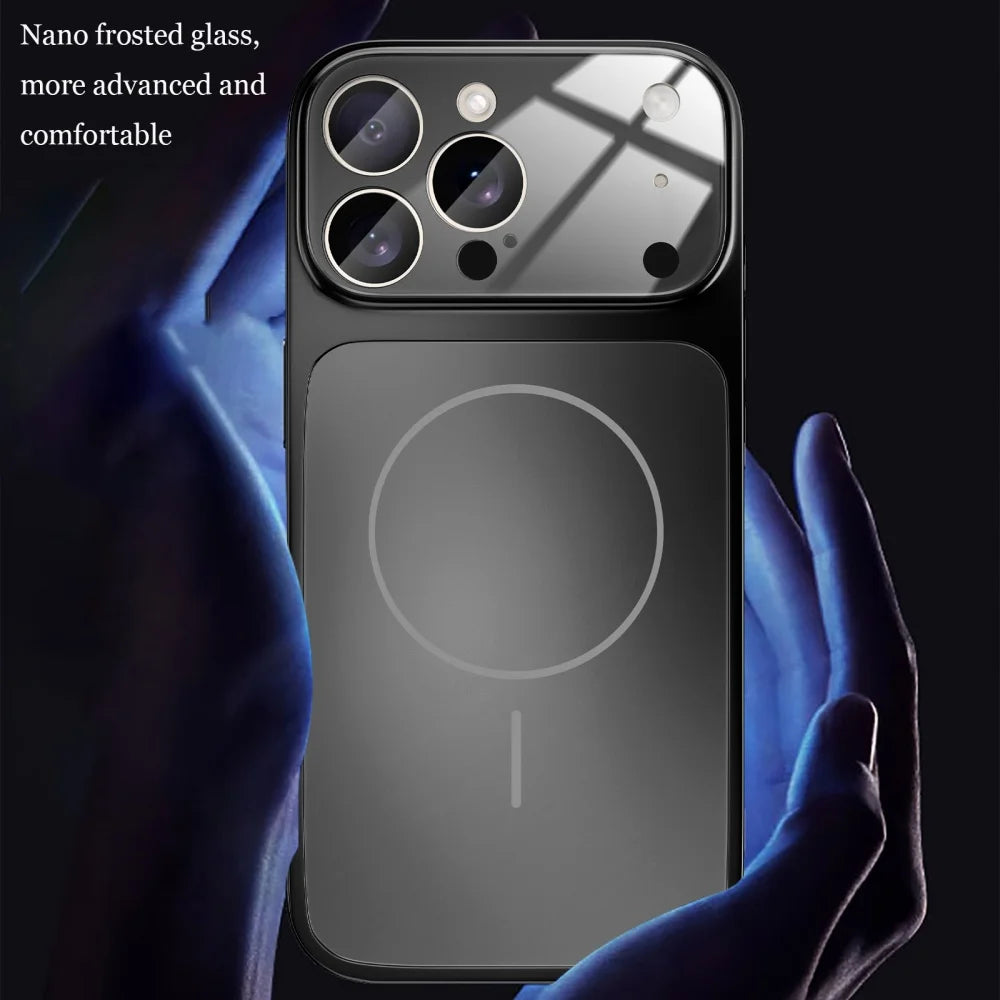 Original Glass Nano Matte Case For iPhone 17 Air 16 15 14 13 Pro Max 17Pro Magnetic For Magsafe Wireless Charging Armor Funda