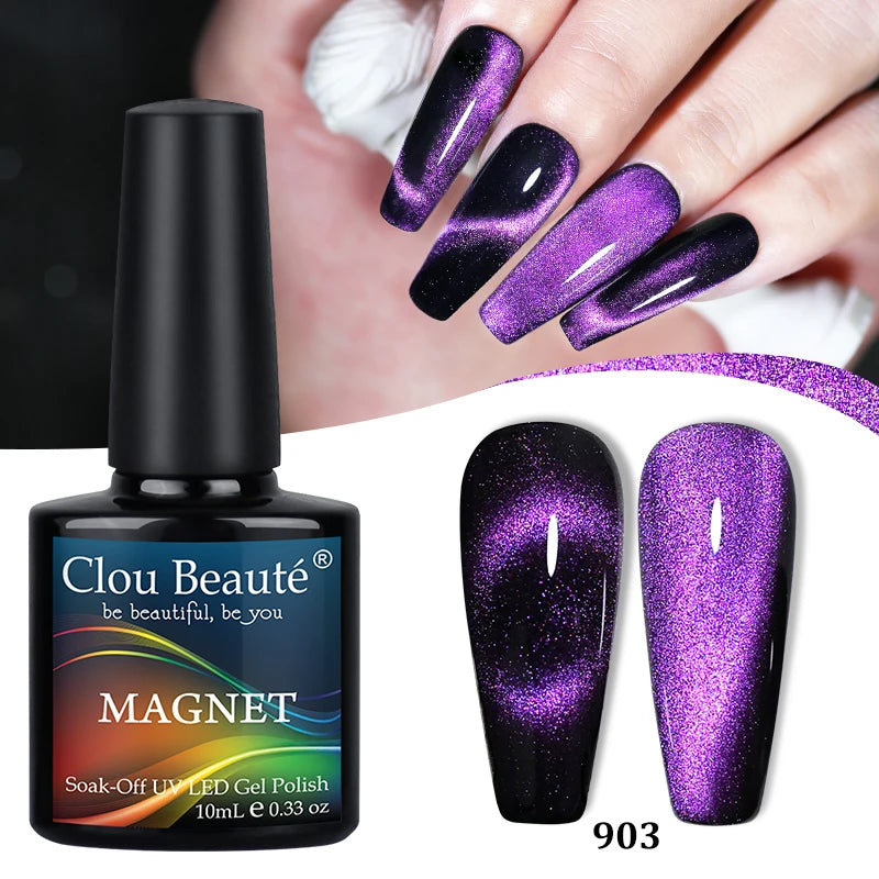 Clou Beaute Red Green Crystal Cat Eye Magnetic Gel Nail Polish 9D Galaxy Effect Holographic Reflective UV LED Varnish Nail Art