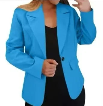 Europe and The United States Fashion Solid Color Single Button Suit Jacket, Women's Autumn Leisure Slim Small Suit with Pockets