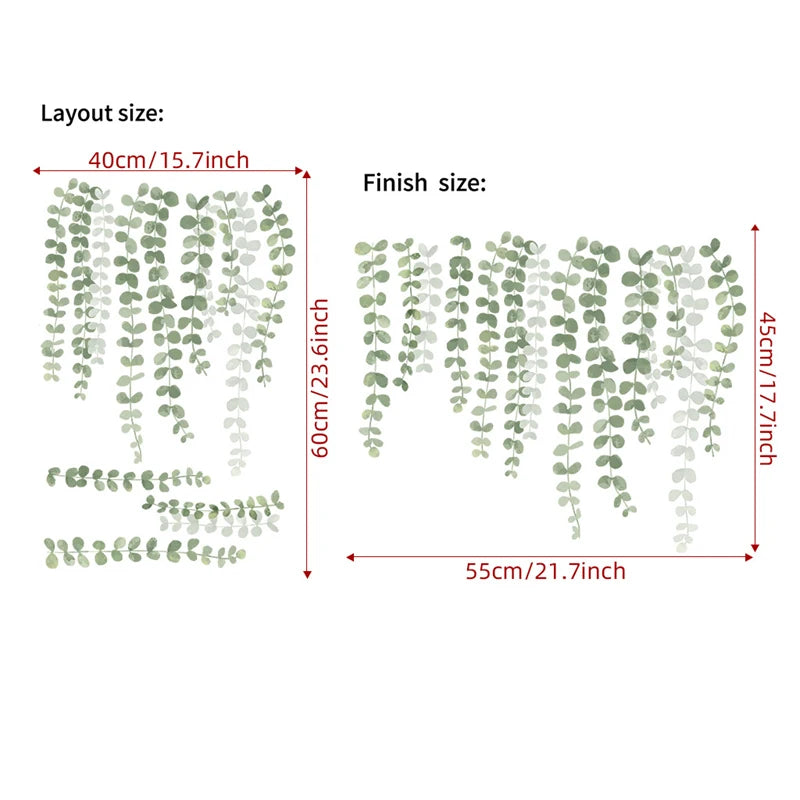Tropical Plant Leaves Wall Stickers Nordic Rainforest Green Plants Window Decal DIY Mural for Children's Room Home Decoration