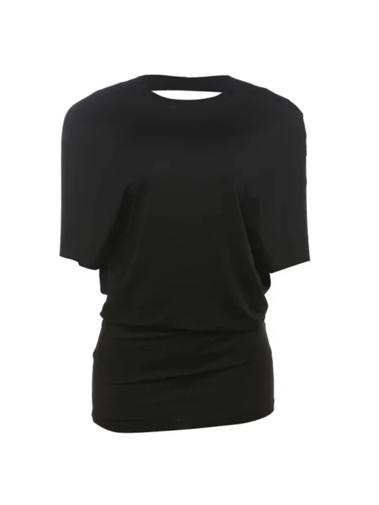 Sisterlinda Solid Backless Mini Dress Sexy Half Sleeve Crew Neck Slim Vestidos Attractive Coquette Skinny Mujer Party Bodycon