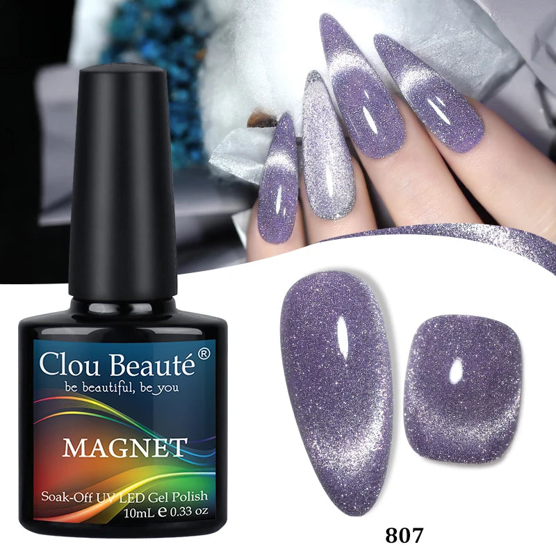 Clou Beaute Red Green Crystal Cat Eye Magnetic Gel Nail Polish 9D Galaxy Effect Holographic Reflective UV LED Varnish Nail Art