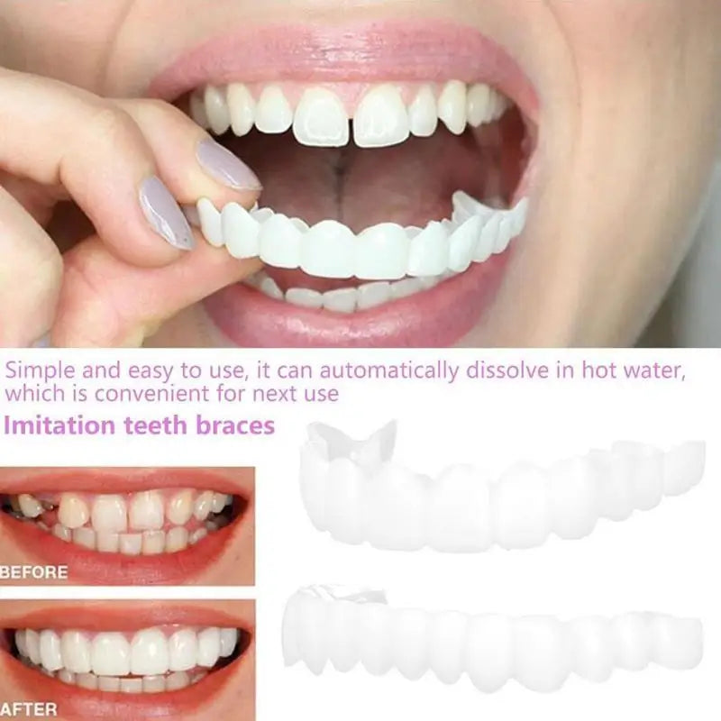 1 Pair Snap on Teeth Veneers Dentures for Men and Women Cover Fake Tooth Instant Confidence Smile Temporary Teeth Hygiene Tools