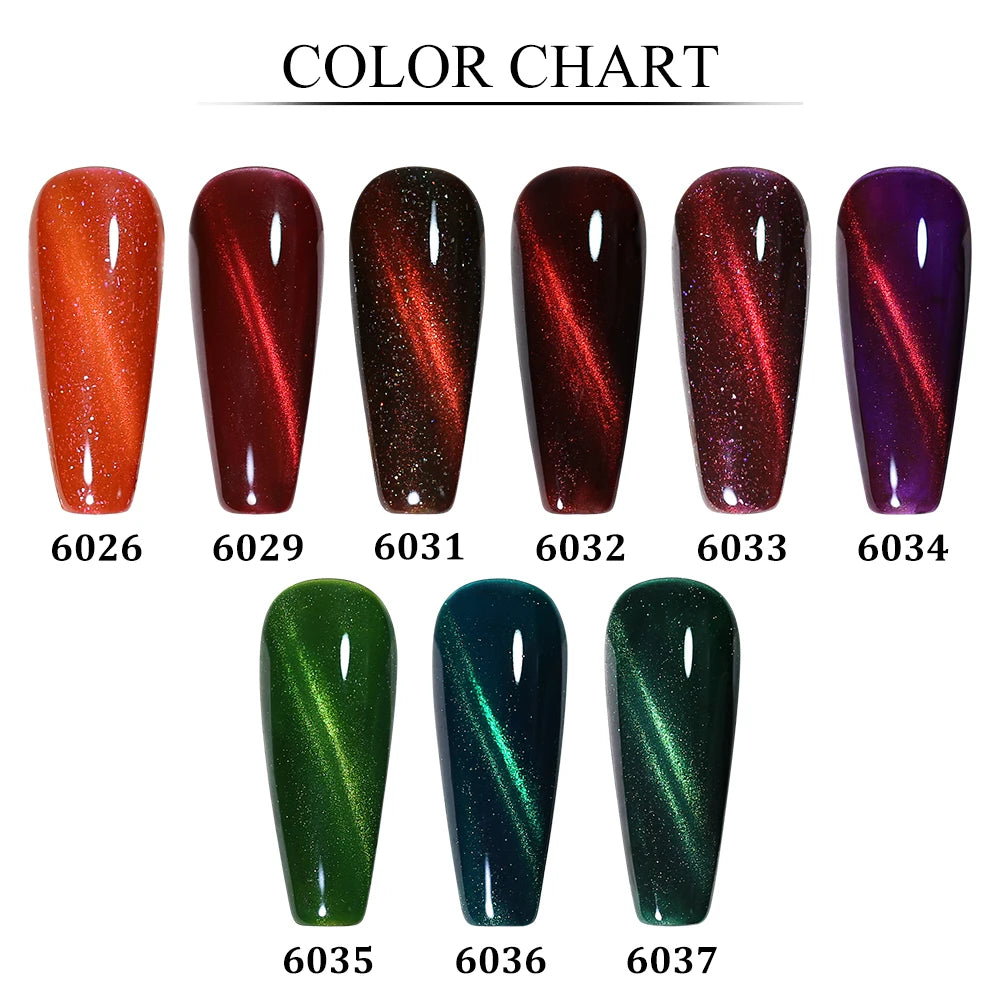 Clou Beaute Red Green Crystal Cat Eye Magnetic Gel Nail Polish 9D Galaxy Effect Holographic Reflective UV LED Varnish Nail Art