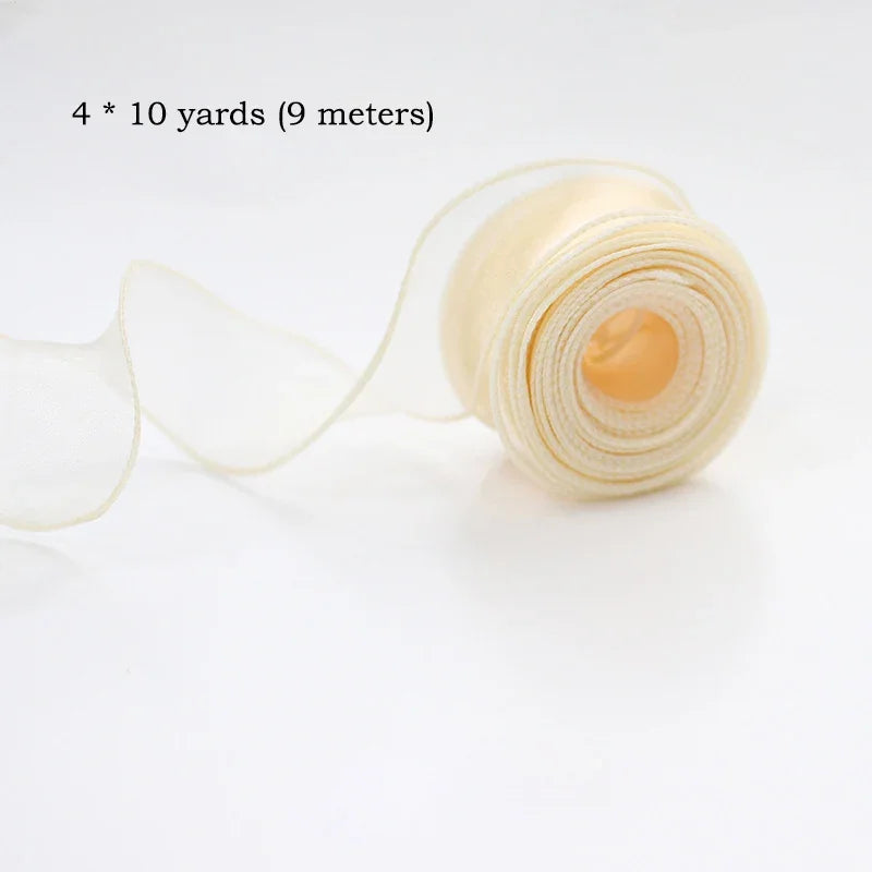 10 size/roll ribbon yarn satin for DIY handicraft gift wrapping decoration wedding bouquet wreath sewing supplies