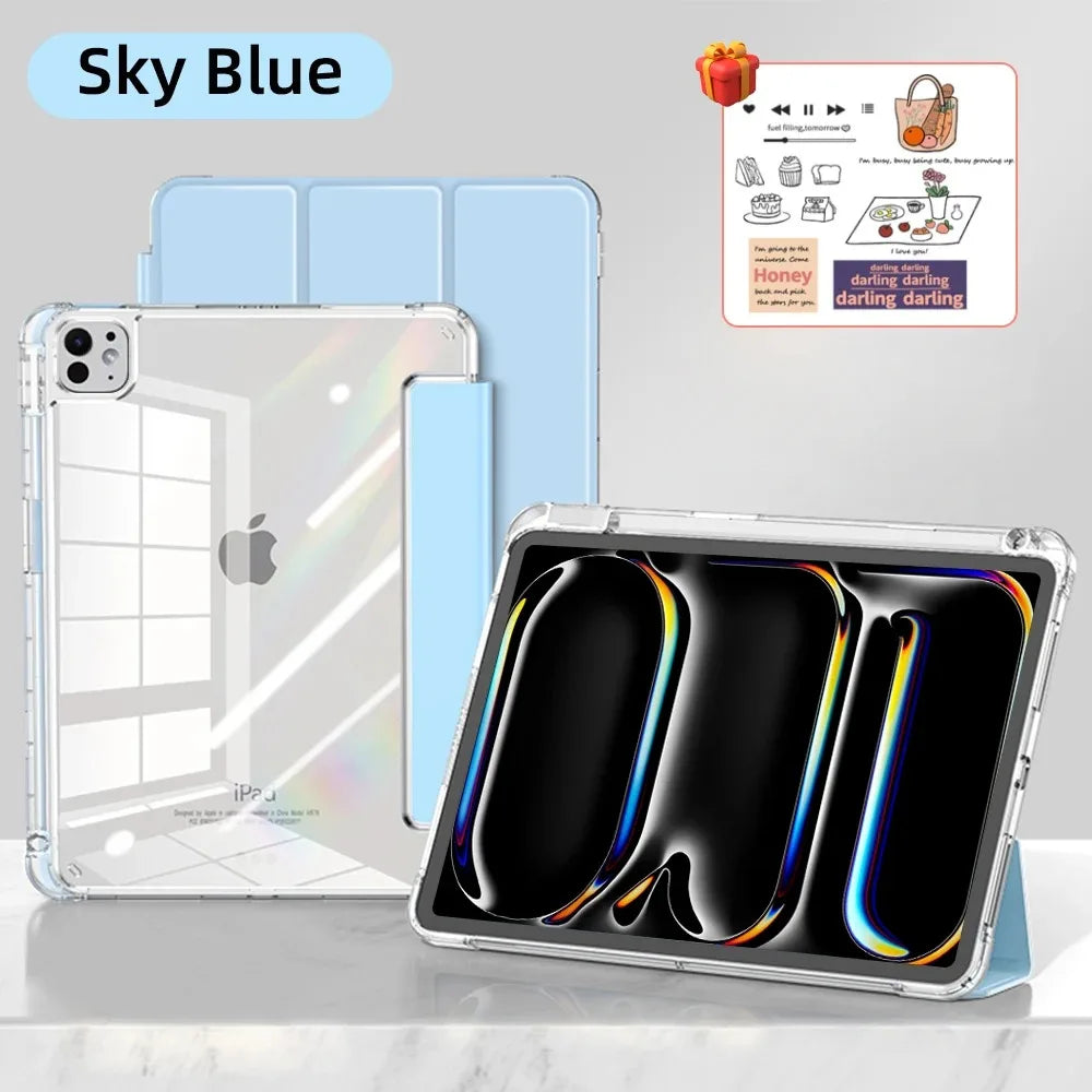 For 2025 iPad Air 11 Case iPad 10th Generation 11th A16 9th Cover Gen iPad Pro11 4 5 10.9in 12.9 M2 M3 M4 Pencil Holder Case