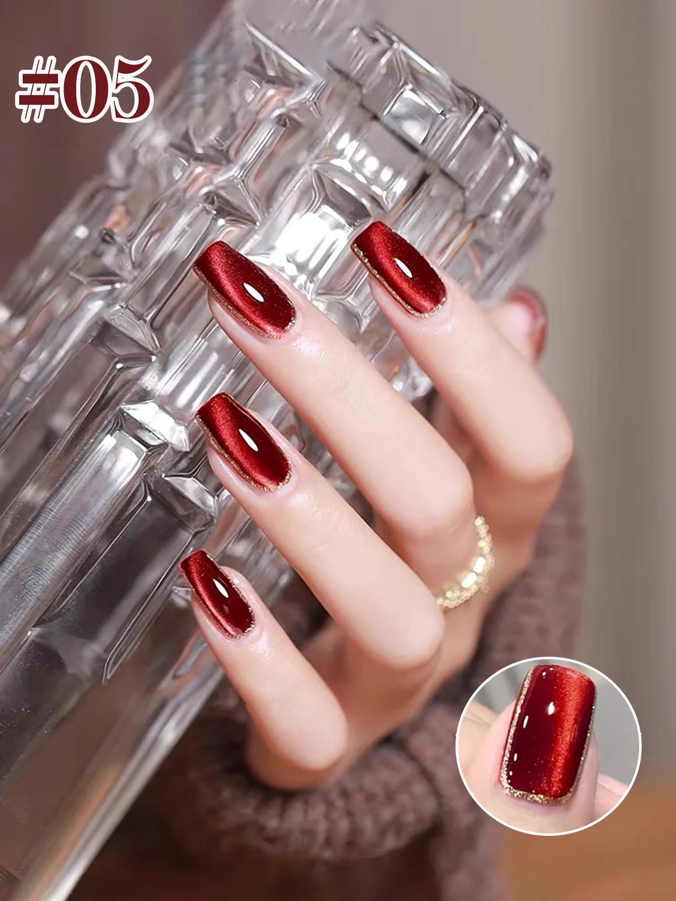 MIANEL 12ML 1-21PCS Red Ocean Cat Eye Gel Nail Polish 2025 Flash Glass Beads Cat Magnetic Gel Red Nails Blue Nails Summer Nails