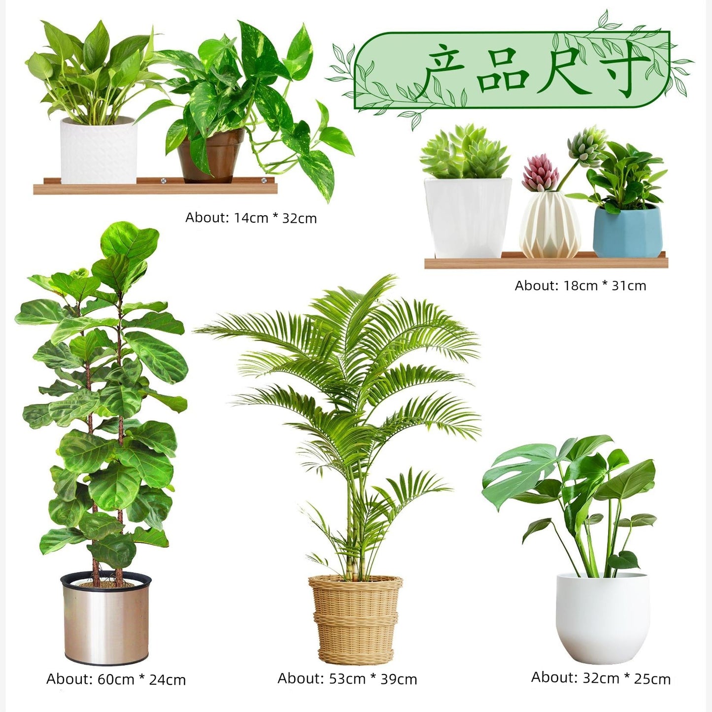 Vertical Self-Adhesive Entrance Painting Bonsai Artificial Green Plant