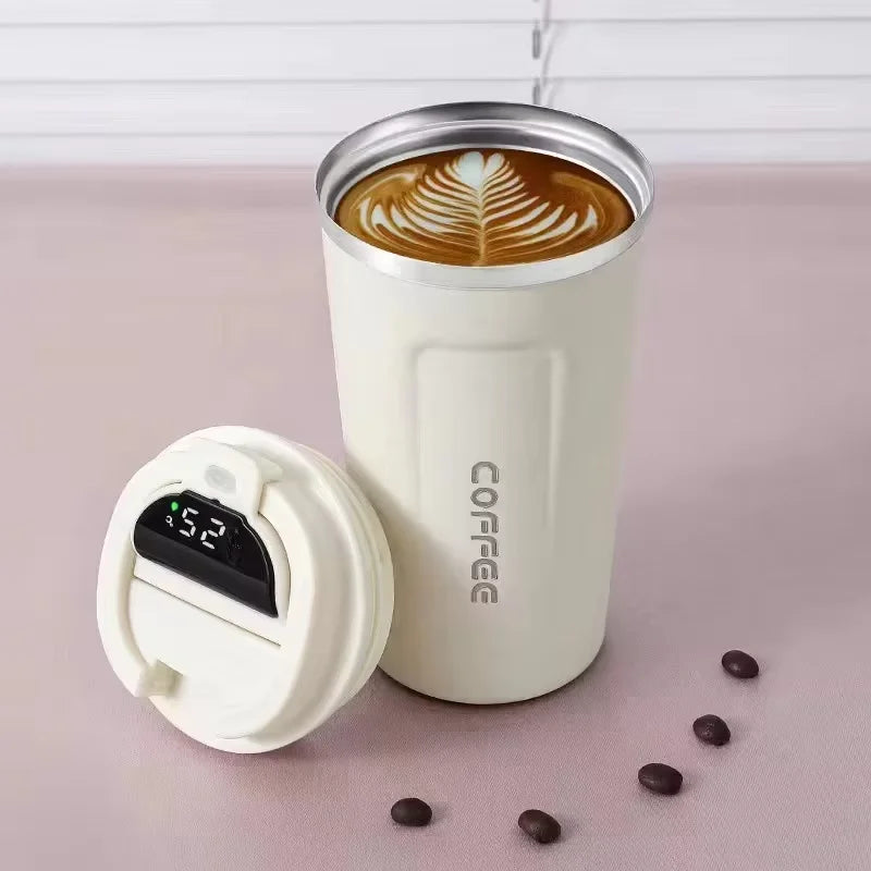 Insulated Coffee Mug Smart Temperature Display Coffee Cup Stainless Steel Thermos Cup Travel Water Bottle Car Office Water Cups